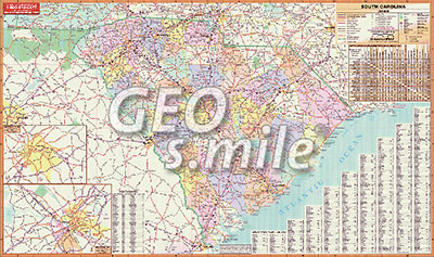 preview one of South Carolina Wall Map-3rd Edition