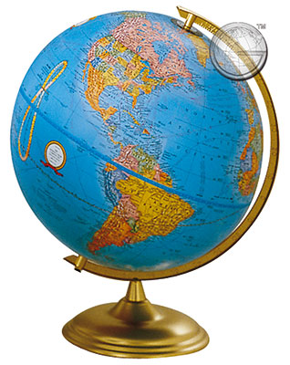 preview one of 12 Inch Classic Political Globe, Semi Meridian Mtg.