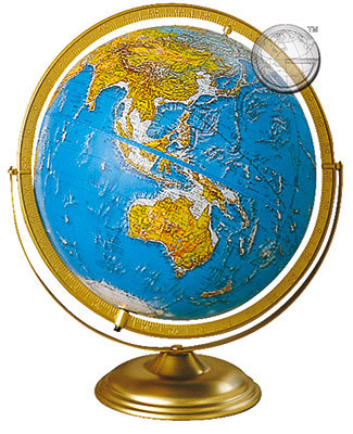 preview one of 12 Inch Physical Political Globe, Swing Meridian Mtg.