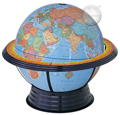 preview one of 12 Inch Political Plastic Globe, Horizon Ring